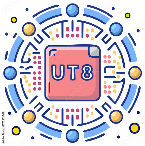 Abstract icon representing digital file, data processing, and technological network connection