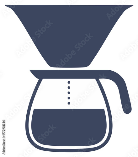 Navy Blue Pour Over Coffee Maker, Simple Brewed Coffee Concept
