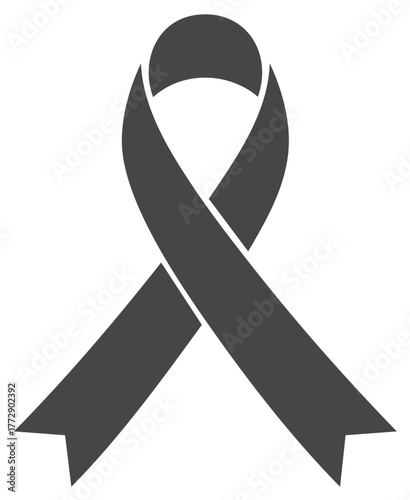 Black ribbon for mourning and loss symbolizes awareness of cause vector graphic