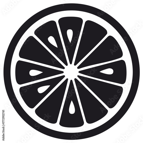 Minimalist Black and White Citrus Slice Illustration Design