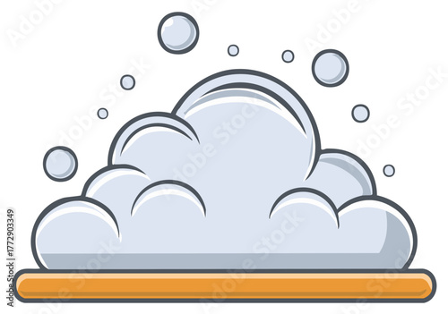 White soapy foam with bubbles on a soap bar vector icon