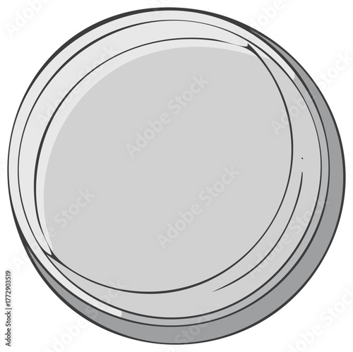 Empty round petri dish or shallow plate cartoon style graphic illustration