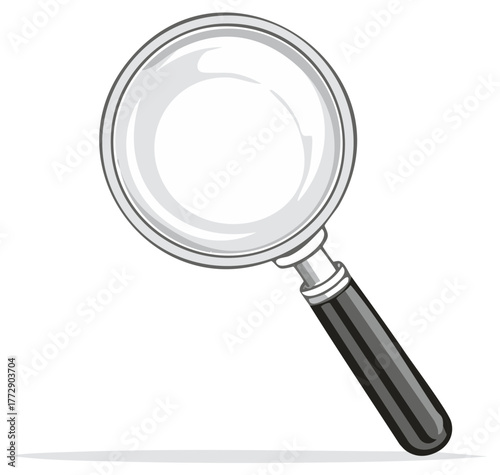 Magnifying glass illustration, design element with black handle for search and zoom concept