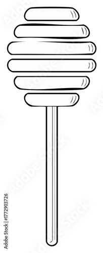 Classic honey dipper for natural sweetener serving kitchen utensil outline illustration