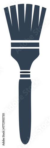Versatile art and craft brush tool with fanned bristles in dark grey simple vector icon