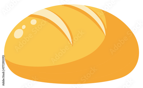 Vector illustration of a fresh loaf of artisan bread with a golden crust