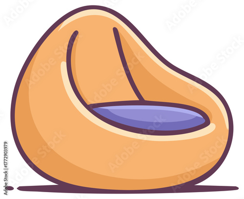 Cozy Bean Bag Chair Illustration in Orange and Purple Hues for Relaxation and Comfort