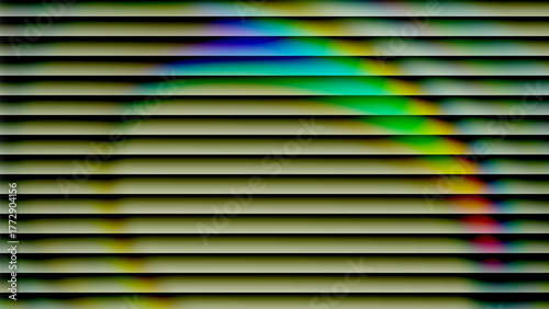 Abstract liquid glass stripes gradient background with colorful light refraction effects