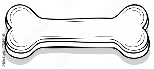 Outlined Graphic of a Bone Simple Black and White Isolated Design for Pets or Veterinary Theme