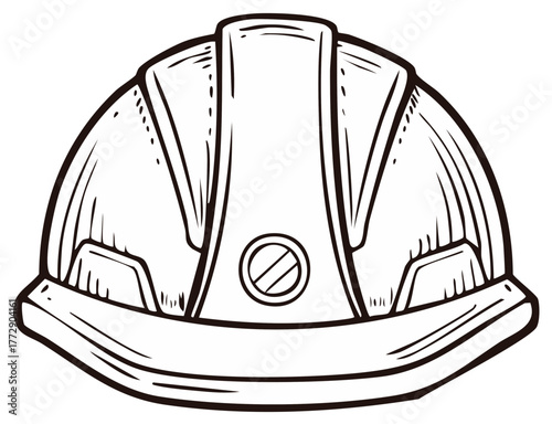 Hard hat construction safety equipment front view sketch