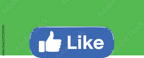 A blue 'Like' button with a thumbs-up icon is displayed on a green background.