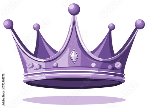 Royal Purple Crown with Diamond Accent and Ornate Details