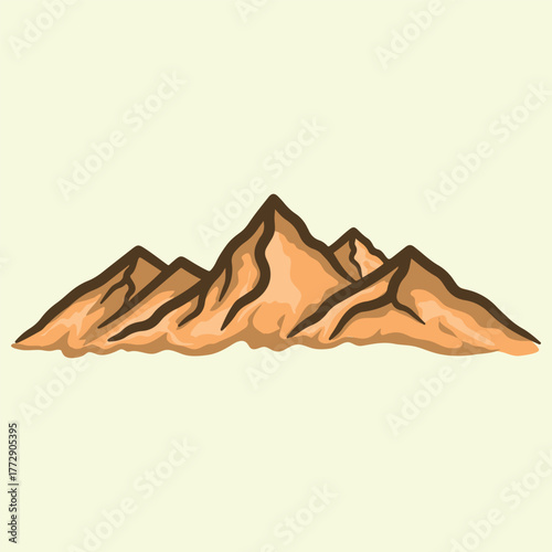 Cartoon Mountains Peaks Range Vector Illustration Scenic Landscape Drawing Icon