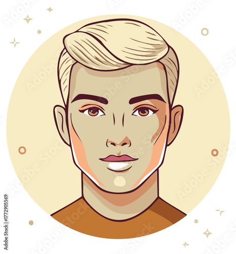 Vector illustration of a young man with blond hair, a face illustration design.