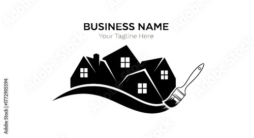 Black vector logo for home painting, real estate, renovation, or construction business