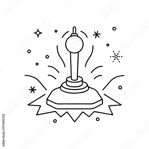 Joystick with stars outline art on transparent background