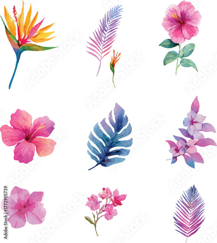 set of colorful flower icons
