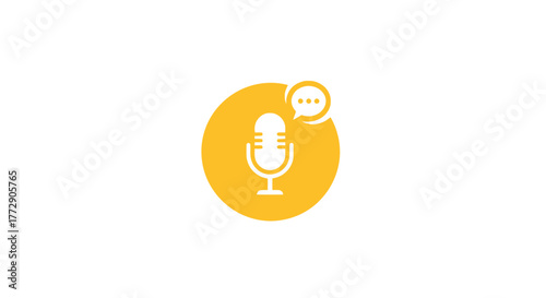 A microphone icon with a chat bubble overlay signifies voice recording or audio communication.