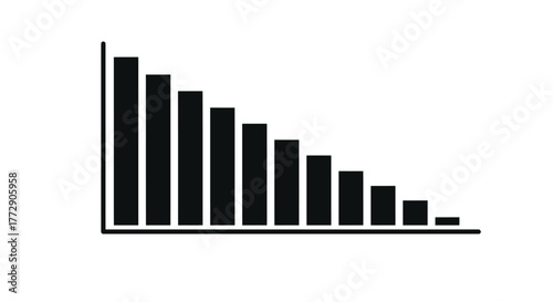 A descending bar graph illustrates a steady decline in data, symbolizing a downward trend or loss.