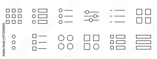 Menu line icon set. intuitive controls, navigation, interface, list symbol. vector illustration.