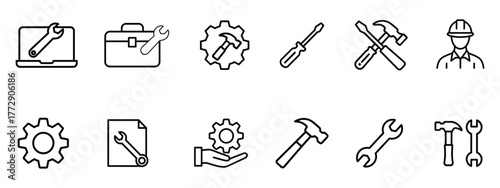 Repair icon set. construction, repair, and technical service symbol. vector illustration.