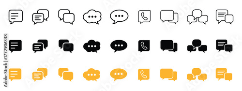 Speech bubble icon set. Text Message, Chat message, social media marketing and communication symbol. vector illustration.