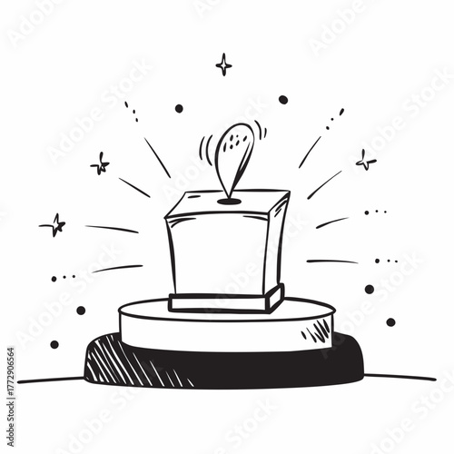 Hand drawn heart shape on pedestal with celebratory elements Keywords: heart, love, shape