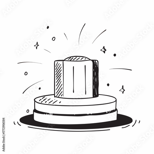 Hand drawn podium with radiating lines and stars pedestal