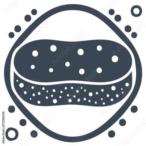 Cleaning Sponge with Suds Bubbles Minimalist Vector Icon for Household Hygiene