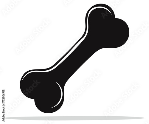 Stylized black bone icon for dog treat, pet food, or anatomy symbol vector illustration