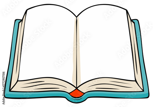 Open book illustration with blank pages for educational reading materials and design elements.