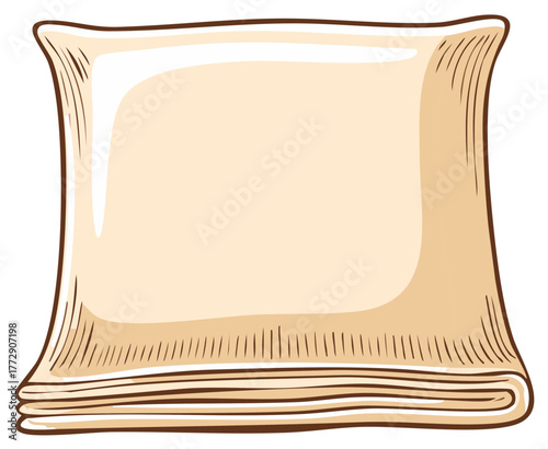 Neatly stacked soft beige textile object cozy comfort element in a simple illustration
