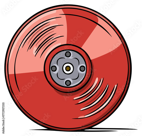 Detailed graphic illustration of a single red polyurethane skateboard wheel