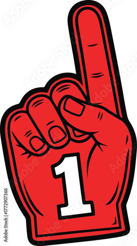 Black foam finger with number one graphic ready for sports and fan excitement