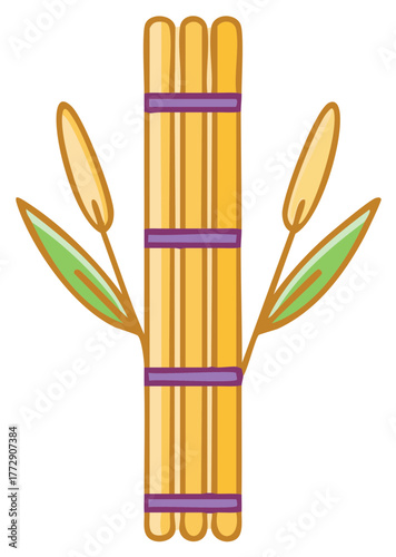 Illustration of Sheaf of Wheat Tied With Bands and Leaves