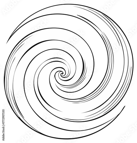 Abstract Black and White Hypnotic Spiral Vortex Creating an Optical Illusion