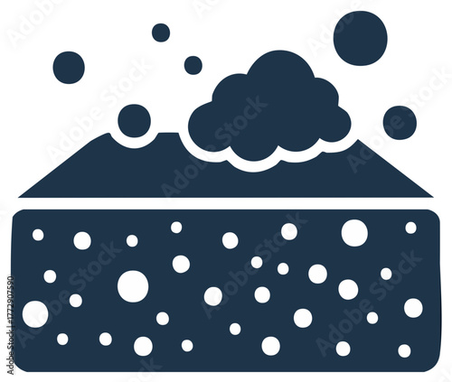 Sponge and Bubbles Icon for Cleaning and Hygiene Simple Modern Style Symbol