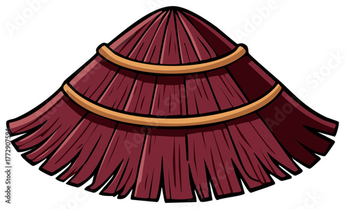 Stylized traditional Asian conical straw hat with brown bands vector illustration