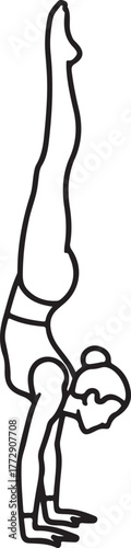 Gymnast handstand pose traced outline showing flexibility and strength training balance