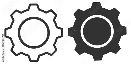 Settings gear icon. Configuration and system control symbol on transparent background