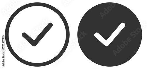 Check mark icon. Approval and confirmation symbol on transparent background