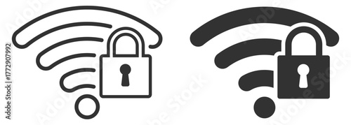 WiFi security icon. Wireless network protection and privacy shield on transparent background
