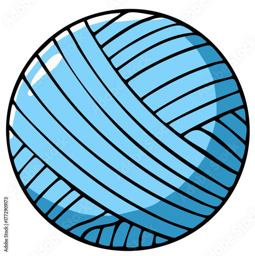 Blue Yarn Ball Cartoon Illustration Simple Graphic Design Element