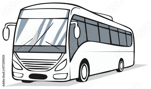 White cartoon bus illustration for travel and passenger transportation