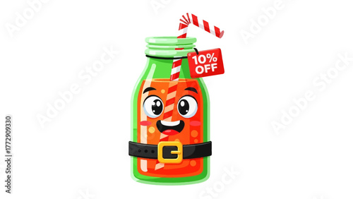 Refreshing Deal: A cheerful juice bottle, complete with a straw and price tag, embodies the essence of a refreshing offer.