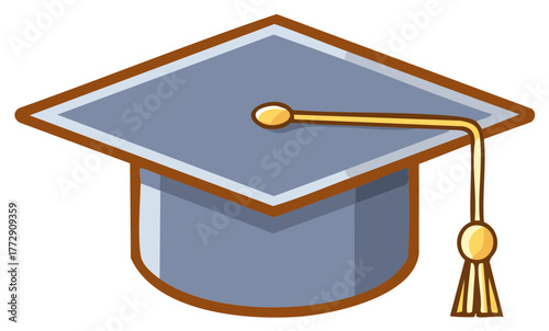 Academic Graduation Mortarboard Cap With Tassel Symbol