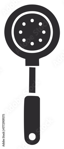 Black Slotted Spoon Kitchen Utensil Cooking Tool Icon Graphic Element
