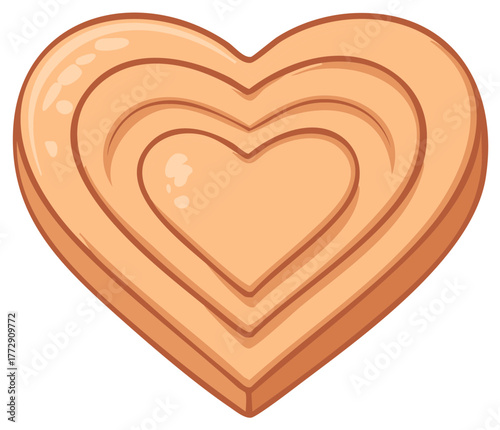 Layered Heart Shape Cookie or Pastry Isolated on White Background