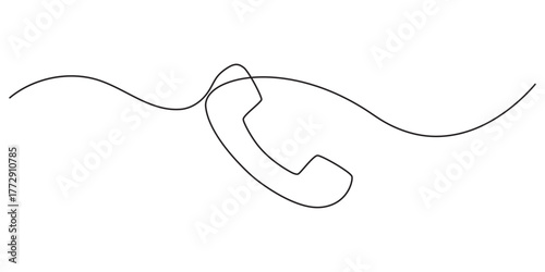 Phone line continuous drawing vector. One line Handset vector background. Handset icon. Continuous outline of a Home phone.