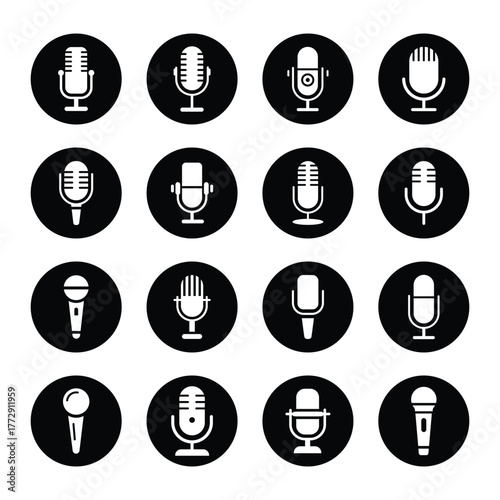Set of Microphone Icons, Microphone icon vector set. audio illustration sign collection.   microphone logo design podcast with microphone logo. eps 10 